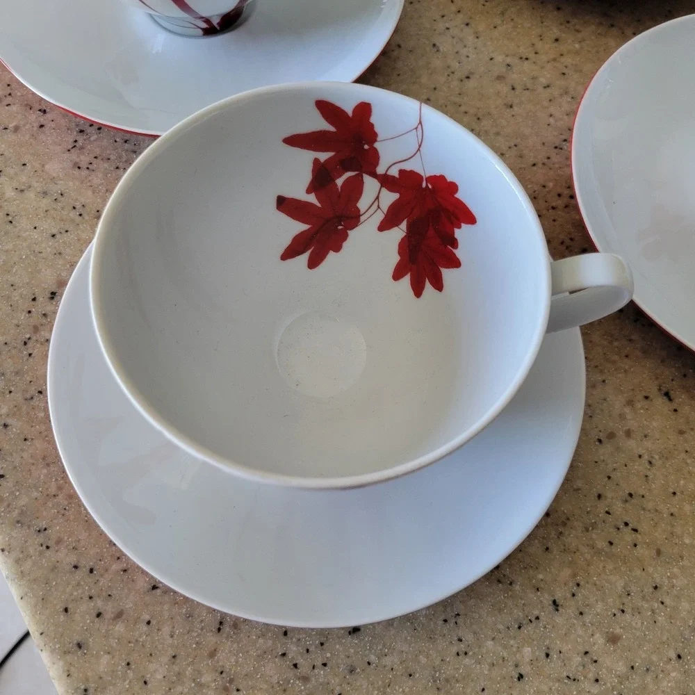 Mikasa Porcelain Pure Red Collection SL 134 10 oz Coffee Cup & Saucer Set DAMAGE